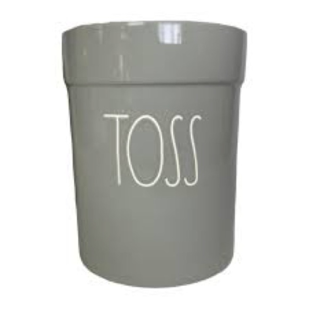 Rae Dunn Grey Ceramic TOSS Storage Trash Can/Bin